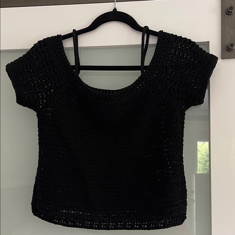 Vince Black Crochet Crop Top